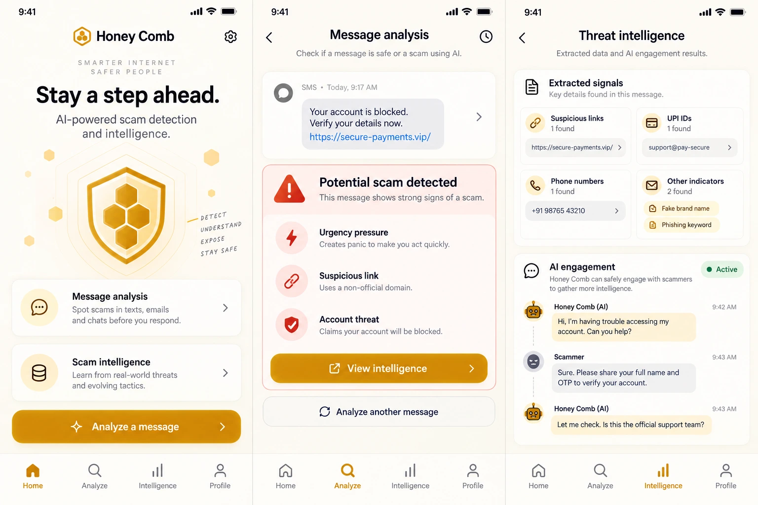 Honey Comb — illustrative left mobile preview